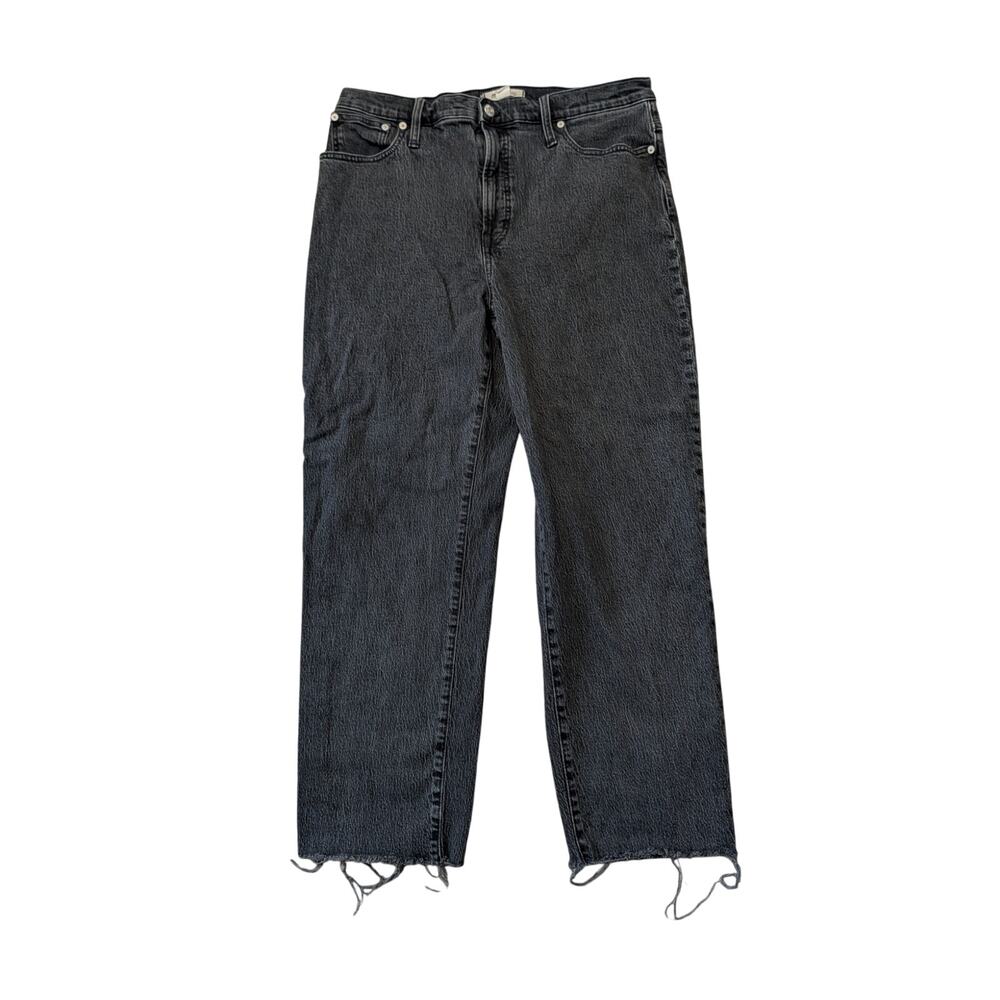 Madewell Women's The Perfect Vintage Straight Raw Hem Faded Black Jeans Size 32